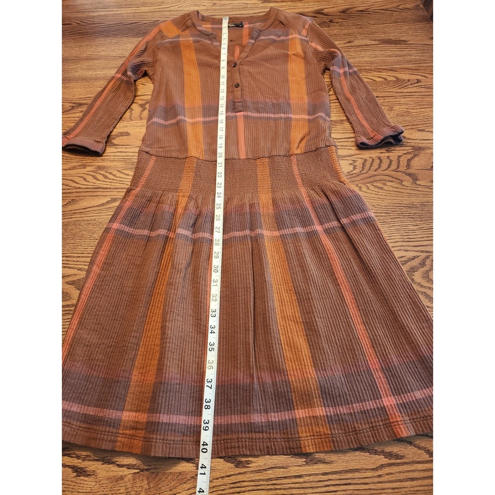 Prana Sugar Pine Dress Gauze Organic Cotton Wedged Wood Plaid Size Medium Lined - Picture 11 of 11